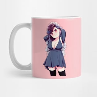 Kawaii Anime Girl in Blue Dress Chibi - Cute Character Art Mug